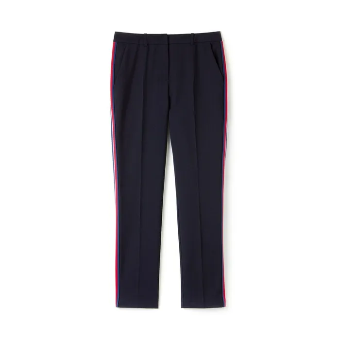 Pants and Shorts Lacoste Womens Slim Fit Side Bands Stretch Wool Piqu Navy Blue Outlet Factory