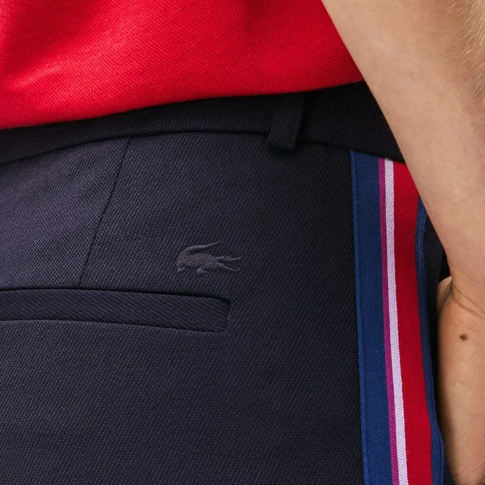 Pants and Shorts Lacoste Womens Slim Fit Side Bands Stretch Wool Piqu Navy Blue Outlet Factory