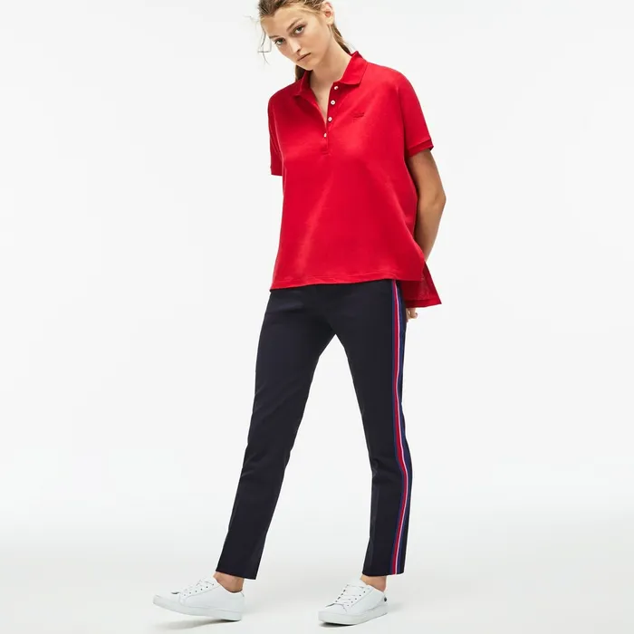 Pants and Shorts Lacoste Womens Slim Fit Side Bands Stretch Wool Piqu Navy Blue Outlet Factory