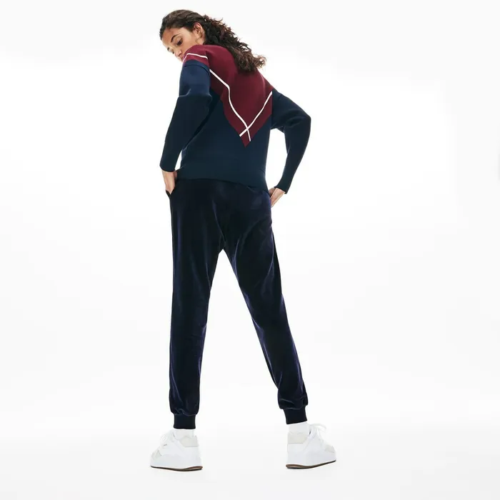 Pants and Shorts Lacoste Womens Tapered Velour Terry Sweatpants Navy Blue For Sale Online