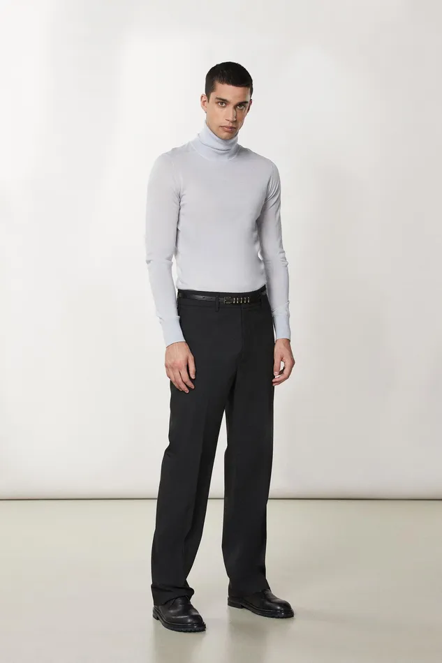Pants Men Patrizia Pepe Slim Fit Pants With Regular Waist Nero Vinile