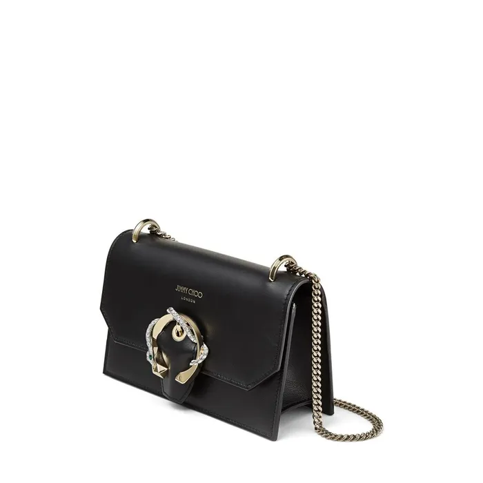 Paris Black Smooth Calf Leather Mini Bag With Snake Buckle Black Women JIMMY CHOO Small Leather Goods