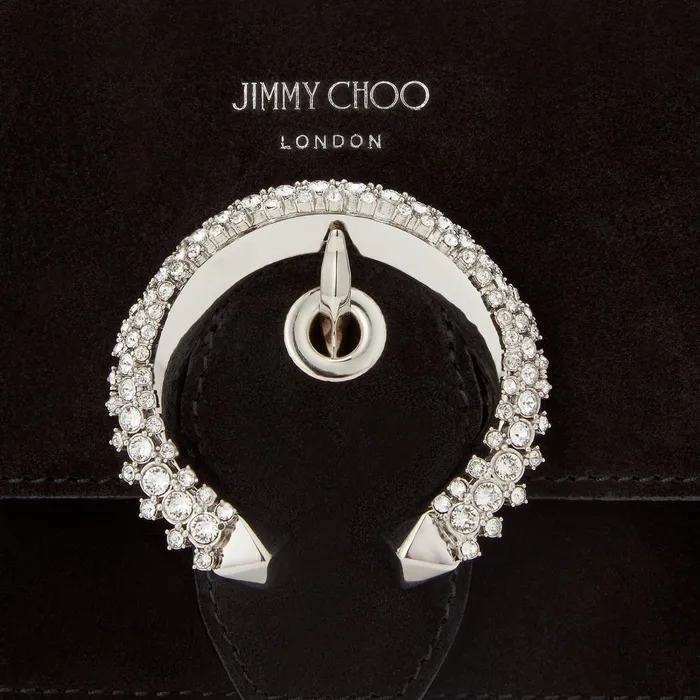 Paris Black Suede Mini Bag With Crystal Buckle Black Women JIMMY CHOO Small Leather Goods