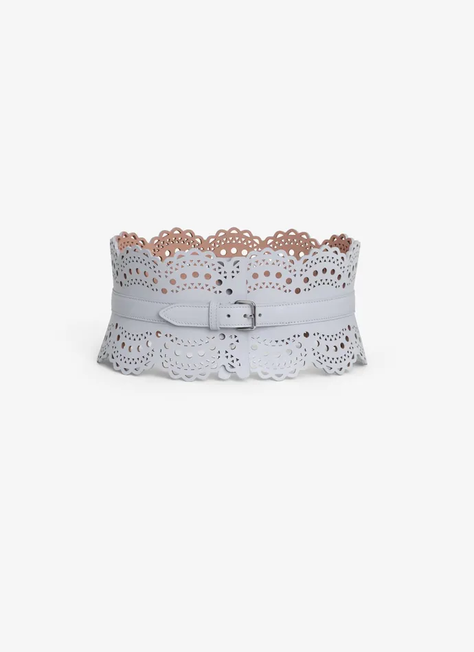 Pearl BUSTIER BELT IN VIENNE WAVE CALFSKIN Women Alaa Corset Belts