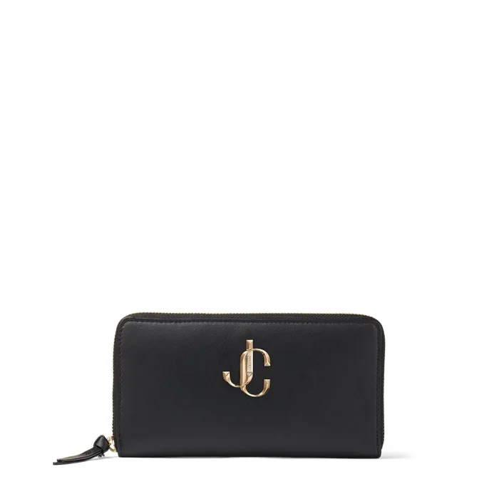 Pippa Black Calf Leather Zip Around Wallet Black Women JIMMY CHOO Wallets