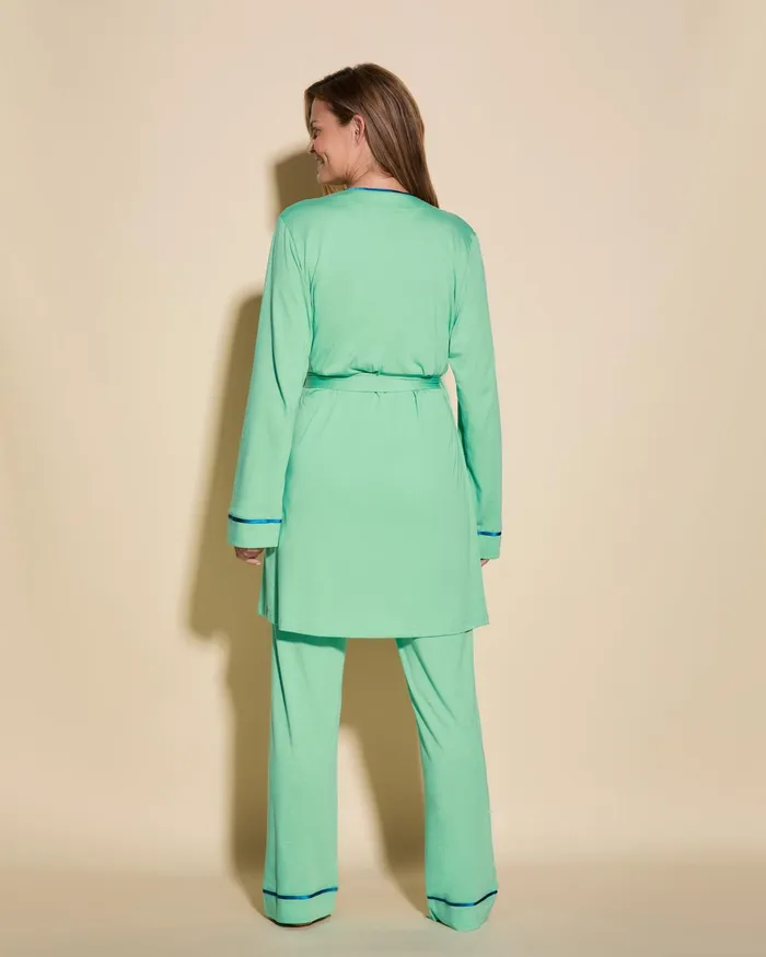 Pj Sets Women Cosabella Bella 3 Piece Set With Robe Ghana Greenudaipur Blue