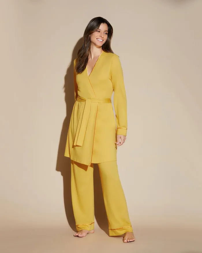 Pj Sets Women Cosabella Bella 3 Piece Set With Robe Serengeti Sunserengeti Sun