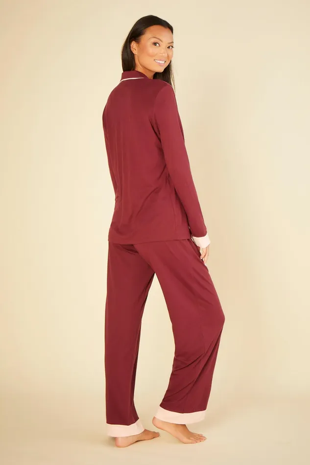 Pj Sets Women Cosabella Bella Banded Long Sleeve Top and Pant Pajama Vinofiore