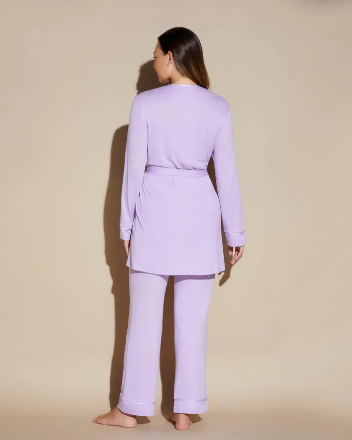 Pj Sets Women Cosabella Bella Curvy 3 Piece Set With Robe Icy Violeticy Violet