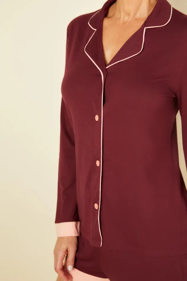 Pj Sets Women Cosabella Bella Long Sleeve Top and Boxer Pajamas Vinofiore