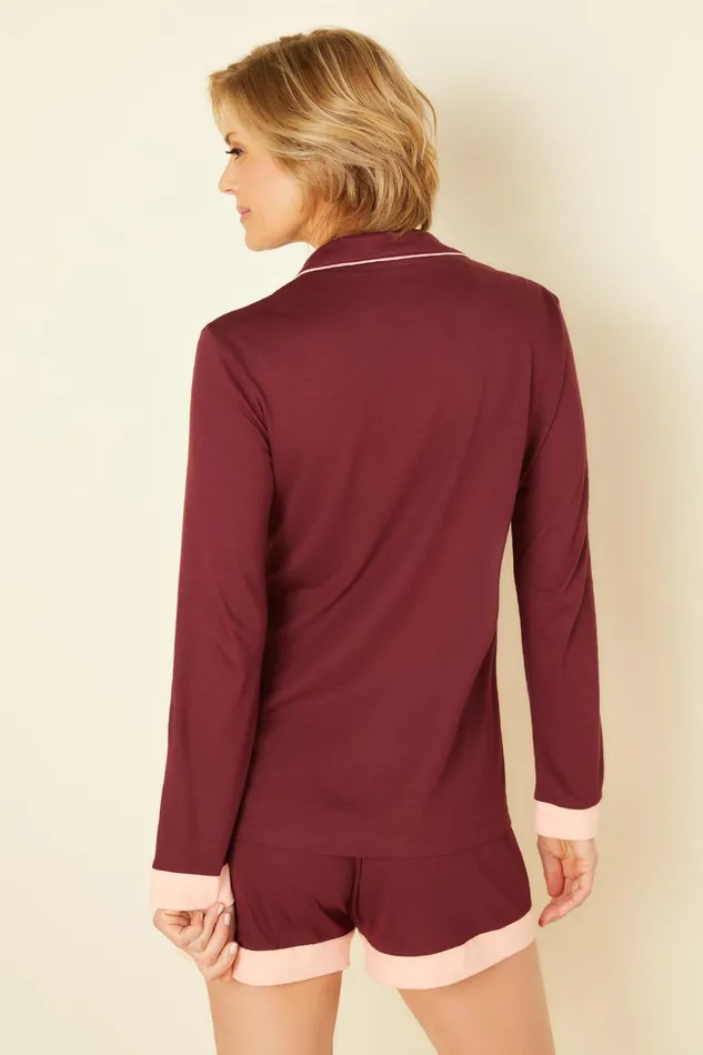 Pj Sets Women Cosabella Bella Long Sleeve Top and Boxer Pajamas Vinofiore