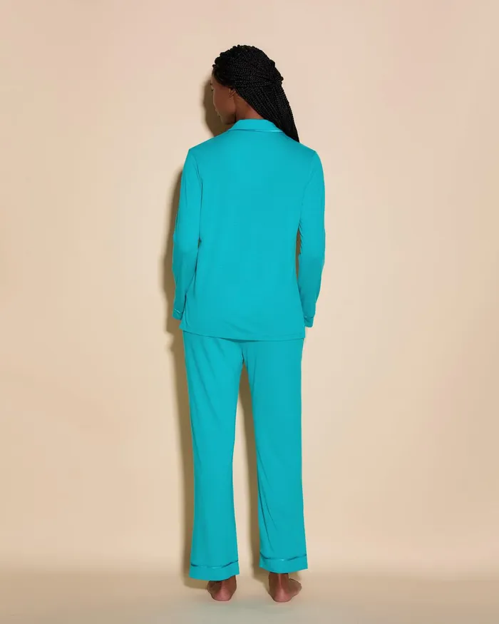 Pj Sets Women Cosabella Bella Long Sleeve Top and Pant Pajama Set Andaman Seaandaman Sea