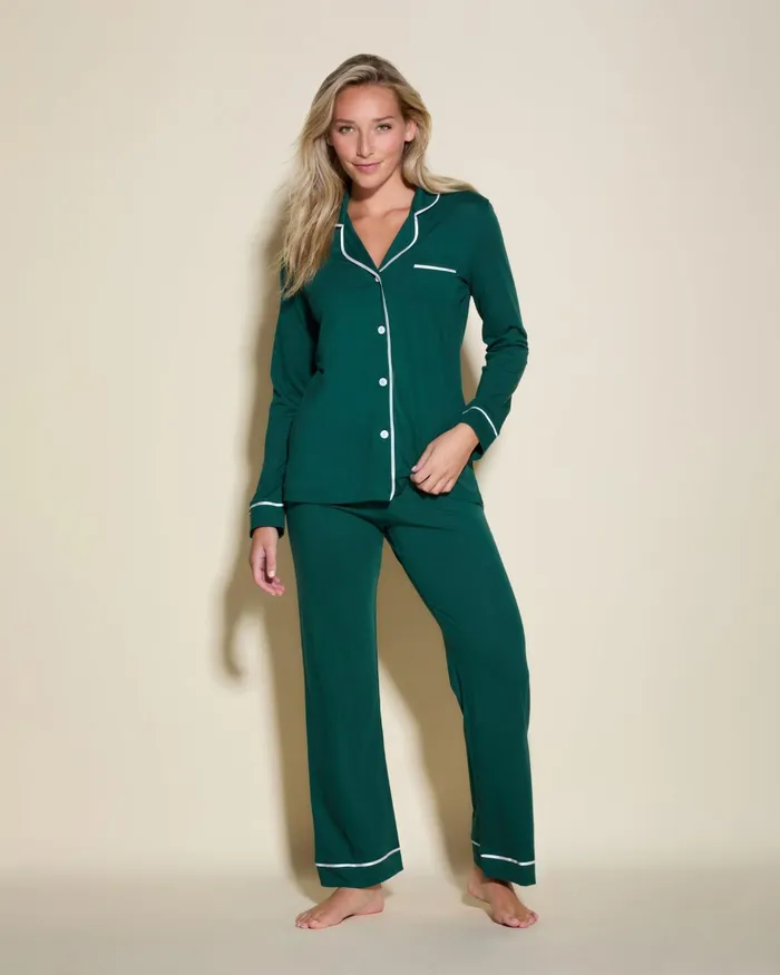 Pj Sets Women Cosabella Bella Long Sleeve Top and Pant Pajama Set Congoivory