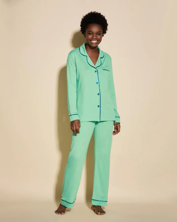 Pj Sets Women Cosabella Bella Long Sleeve Top and Pant Pajama Set Ghana Greenudaipur Blue Pj Sets Women Cosabella Bella Long Sleeve Top and Pant Pajama Set Ghana Greenudaipur Blue