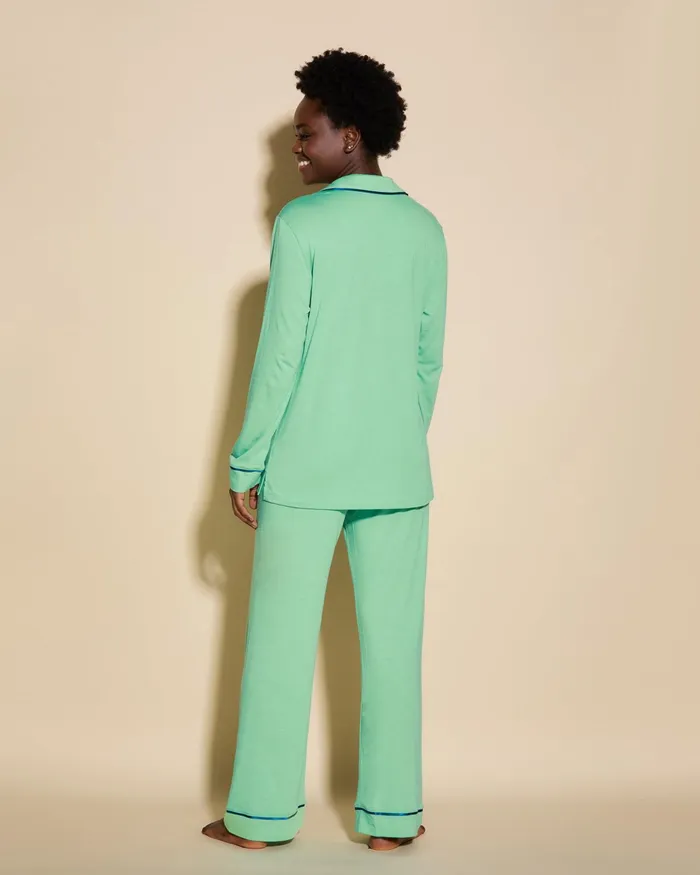 Pj Sets Women Cosabella Bella Long Sleeve Top and Pant Pajama Set Ghana Greenudaipur Blue