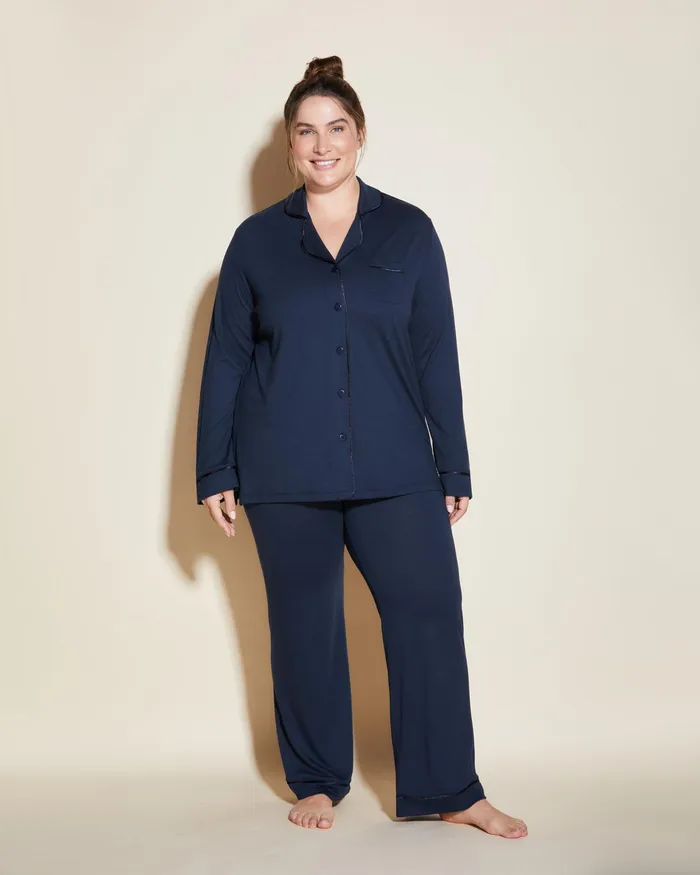 Pj Sets Women Cosabella Bella Long Sleeve Top and Pant Pajama Set Navynavy