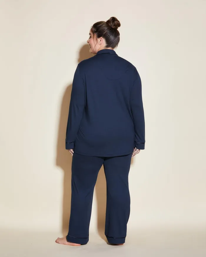 Pj Sets Women Cosabella Bella Long Sleeve Top and Pant Pajama Set Navynavy