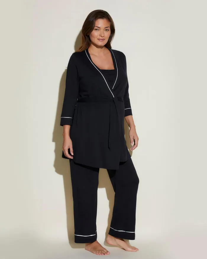 Pj Sets Women Cosabella Bella Nursing 3 Piece Set With Robe Blackivory