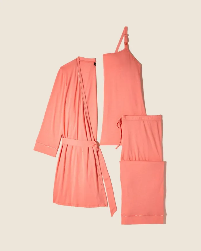 Pj Sets Women Cosabella Bella Nursing 3 Piece Set With Robe Coral Breezecoral Breeze Pj Sets Women Cosabella Bella Nursing 3 Piece Set With Robe Coral Breezecoral Breeze