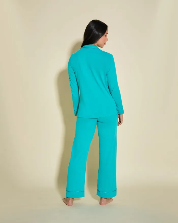 Pj Sets Women Cosabella Bella Petite Long Sleeve Top and Pant Pajamas Andaman Seaandaman Sea