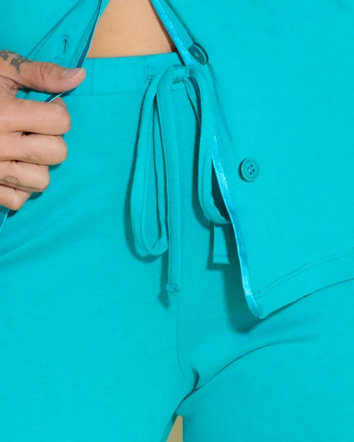 Pj Sets Women Cosabella Bella Petite Long Sleeve Top and Pant Pajamas Andaman Seaandaman Sea