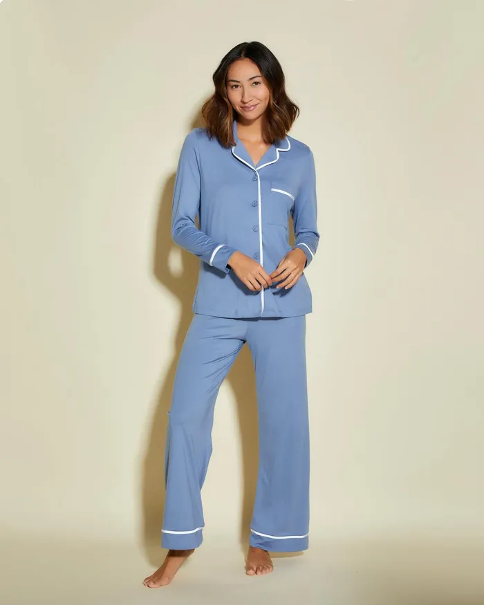 Pj Sets Women Cosabella Bella Petite Long Sleeve Top and Pant Pajamas Blue Diamondmoon Ivory Pj Sets Women Cosabella Bella Petite Long Sleeve Top and Pant Pajamas Blue Diamondmoon Ivory