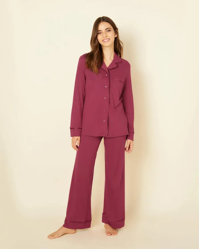 Pj Sets Women Cosabella Bella Petite Long Sleeve Top and Pant Pajamas Deep Ruby Pj Sets Women Cosabella Bella Petite Long Sleeve Top and Pant Pajamas Deep Ruby