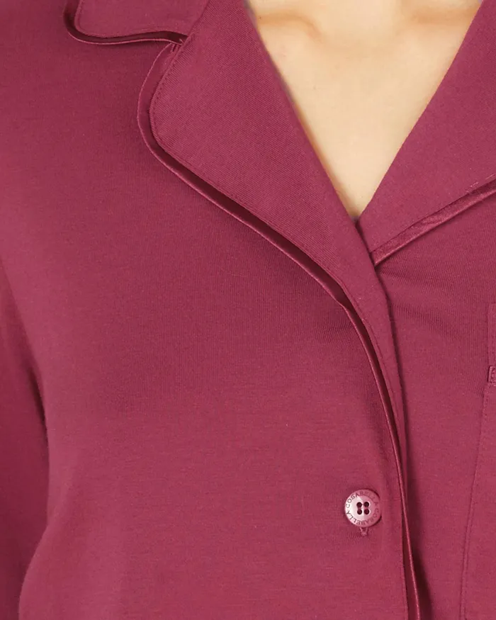 Pj Sets Women Cosabella Bella Petite Long Sleeve Top and Pant Pajamas Deep Ruby