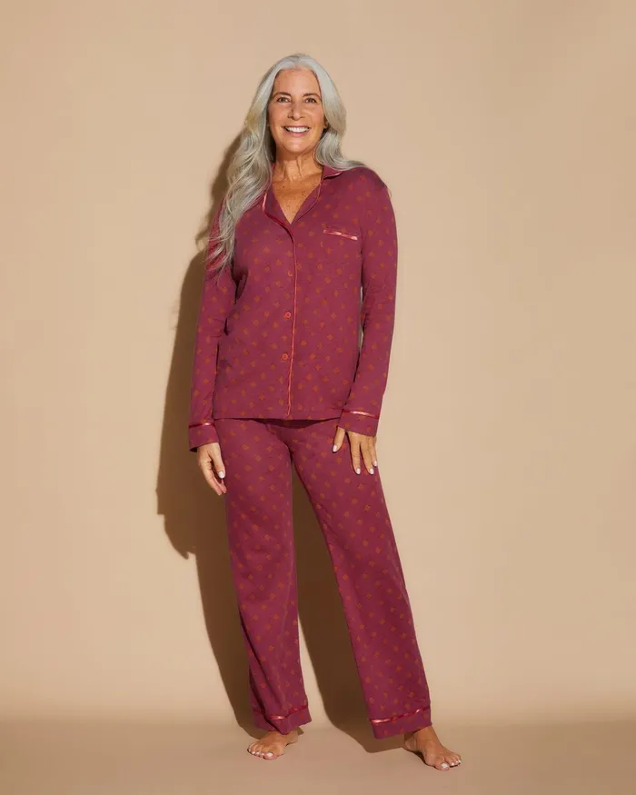 Pj Sets Women Cosabella Bella Printed Long Sleeve Top and Pant Pajamas Diamond Deep Rubysahara Pj Sets Women Cosabella Bella Printed Long Sleeve Top and Pant Pajamas Diamond Deep Rubysahara