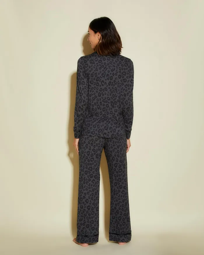 Pj Sets Women Cosabella Bella Printed Petite Long Sleeve Top And Pant Pajama Set Black Pantherblack