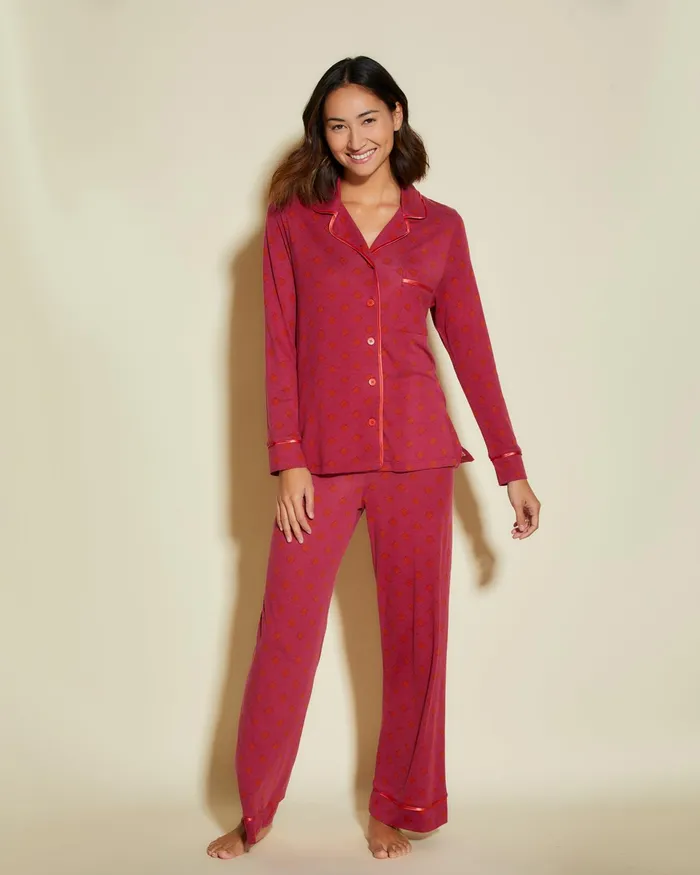 Pj Sets Women Cosabella Bella Printed Petite Long Sleeve Top And Pant Pajama Set Diamond Deep Rubysahara Pj Sets Women Cosabella Bella Printed Petite Long Sleeve Top And Pant Pajama Set Diamond Deep Rubysahara