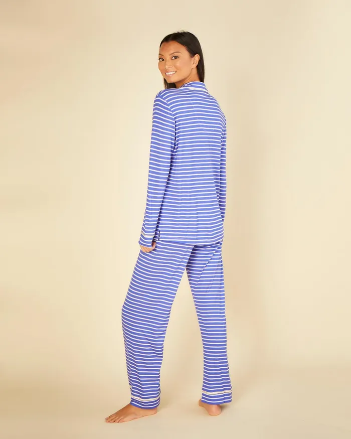 Pj Sets Women Cosabella Bella Printed Petite Printed Longsleeve Top And Pant Mare Stripelimone