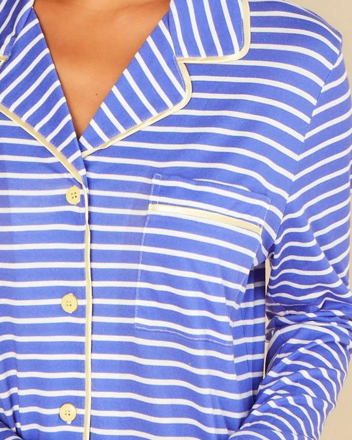 Pj Sets Women Cosabella Bella Printed Petite Printed Longsleeve Top And Pant Mare Stripelimone