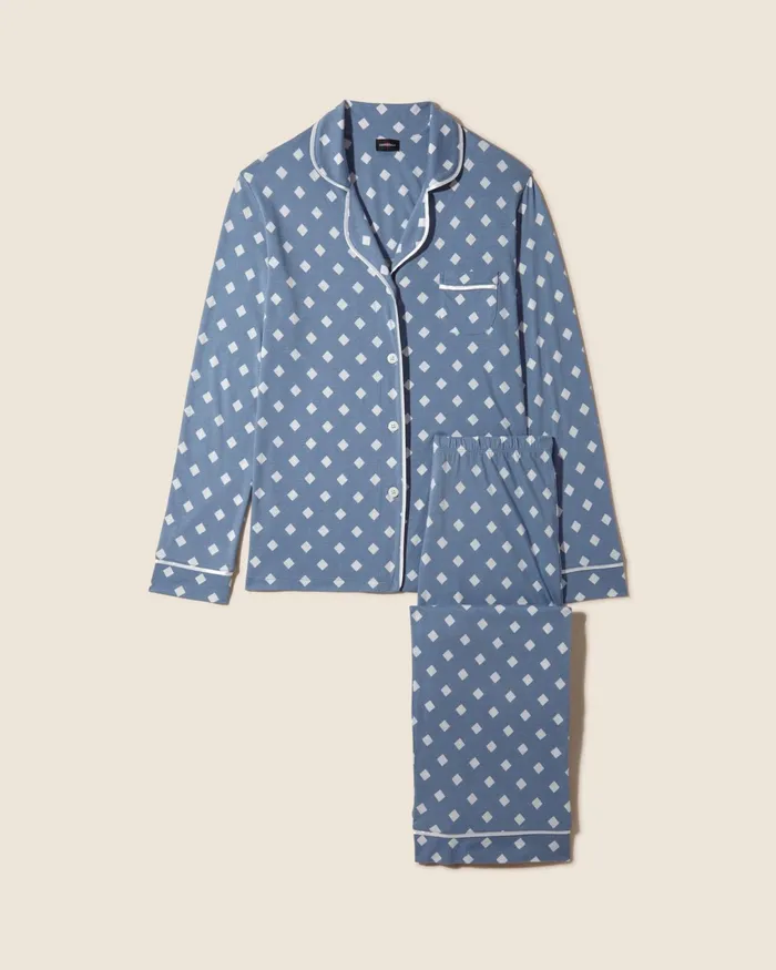 Pj Sets Women Cosabella Bella Printed Printed 4 Piece Ultimate Pj Pack Diamond Blue Diamondwhite