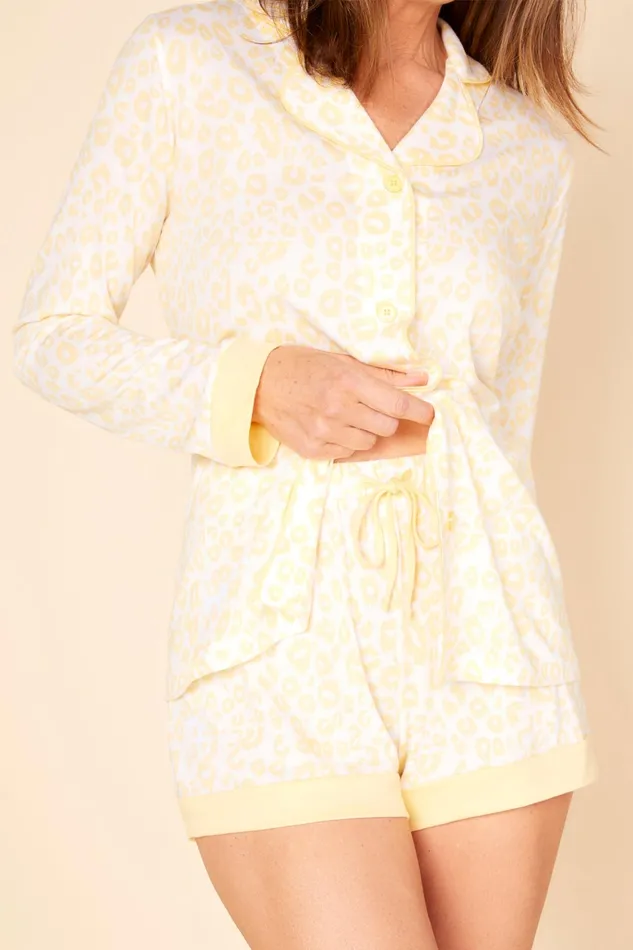 Pj Sets Women Cosabella Bella Printed Printed Long Sleeve Top And Boxer Animal Limonelimone