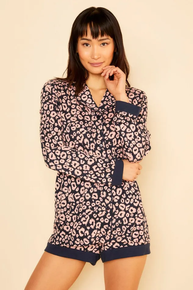 Pj Sets Women Cosabella Bella Printed Printed Long Sleeve Top And Boxer Navyleopard Pj Sets Women Cosabella Bella Printed Printed Long Sleeve Top And Boxer Navyleopard
