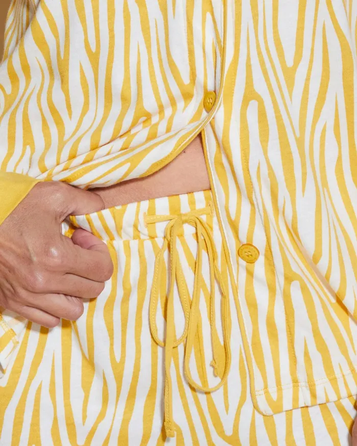 Pj Sets Women Cosabella Bella Printed Printed Long Sleeve Top And Boxer Zebra Serengeti Sunserengeti