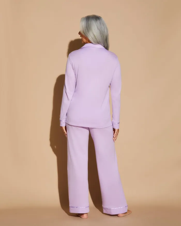 Pj Sets Women Cosabella Bella Relaxed Long Sleeve Top and Pant Icy Violeticy Violet