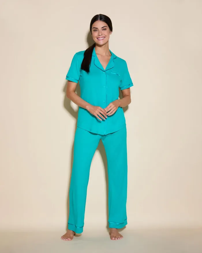 Pj Sets Women Cosabella Bella Short Sleeve Top and Pant Pajama Set Andaman Seaandaman Sea Pj Sets Women Cosabella Bella Short Sleeve Top and Pant Pajama Set Andaman Seaandaman Sea