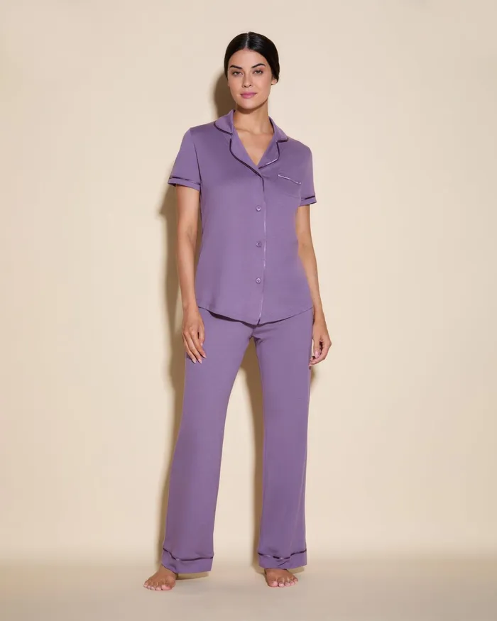 Pj Sets Women Cosabella Bella Short Sleeve Top and Pant Pajama Set Himalyan Skyhimalyan Sky Pj Sets Women Cosabella Bella Short Sleeve Top and Pant Pajama Set Himalyan Skyhimalyan Sky