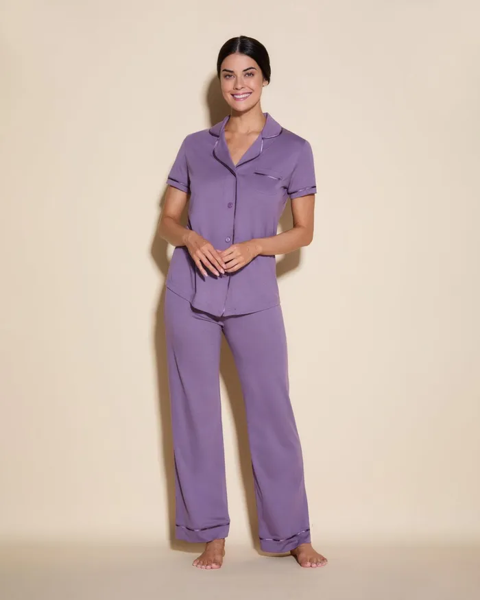 Pj Sets Women Cosabella Bella Short Sleeve Top and Pant Pajama Set Himalyan Skyhimalyan Sky