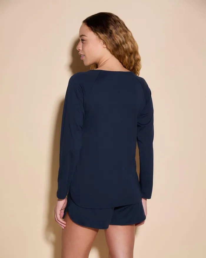 Pj Sets Women Cosabella Florida Lounge Long Sleeve Top and Boxer Navynavy