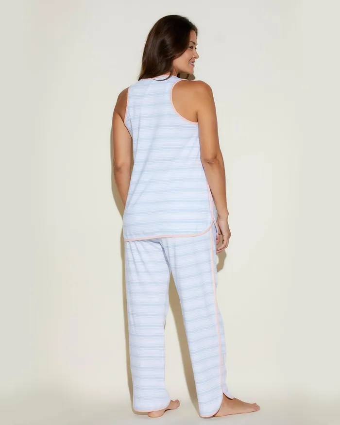 Pj Sets Women Cosabella Florida Lounge Printed Maternity Tank And Pant Set Multi Stripe Blufloral