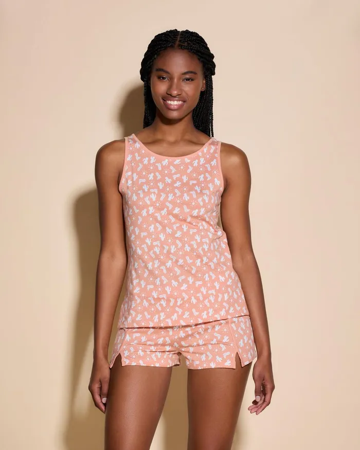 Pj Sets Women Cosabella Road Trip Tank and Boxer Set Pacific
