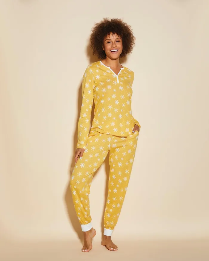 Pj Sets Women Cosabella Ski Trip Long Sleeve Top And Jogger Set Serengeti Sun Snowflake Pj Sets Women Cosabella Ski Trip Long Sleeve Top And Jogger Set Serengeti Sun Snowflake