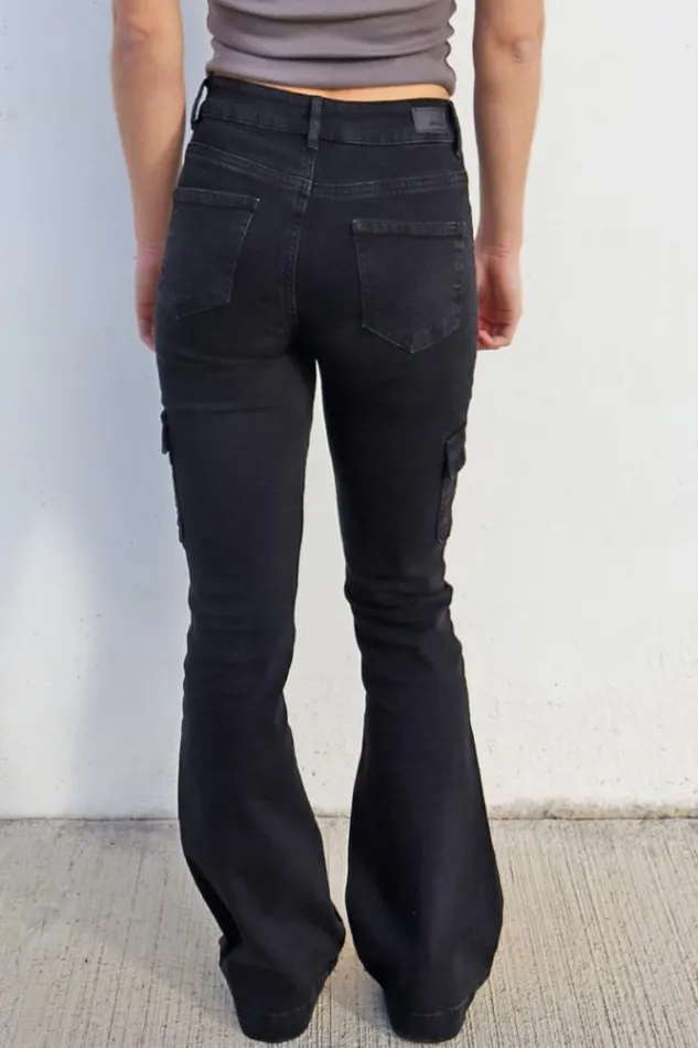 Pockets Flared Jeans Women Subdued Denim