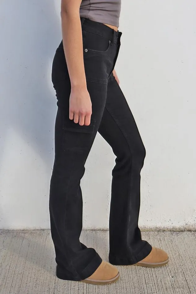 Pockets Flared Jeans Women Subdued Denim