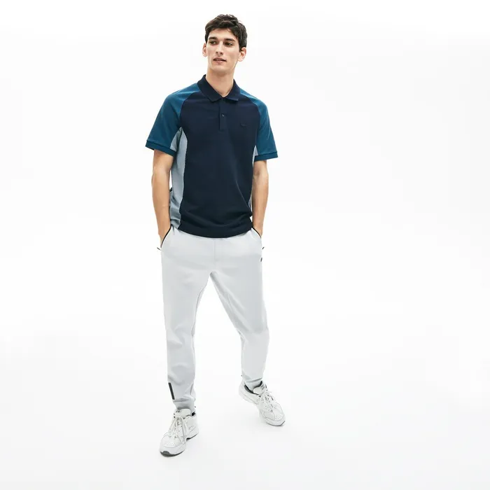 Polos Lacoste Mens Colorblock Piqu Polo Shirt Navy BlueGreyNavy Blue Shop