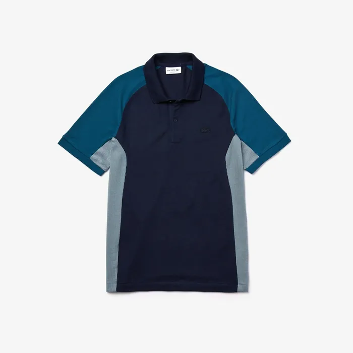 Polos Lacoste Mens Colorblock Piqu Polo Shirt Navy BlueGreyNavy Blue Shop