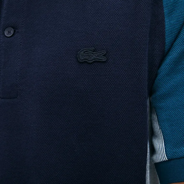 Polos Lacoste Mens Colorblock Piqu Polo Shirt Navy BlueGreyNavy Blue Shop